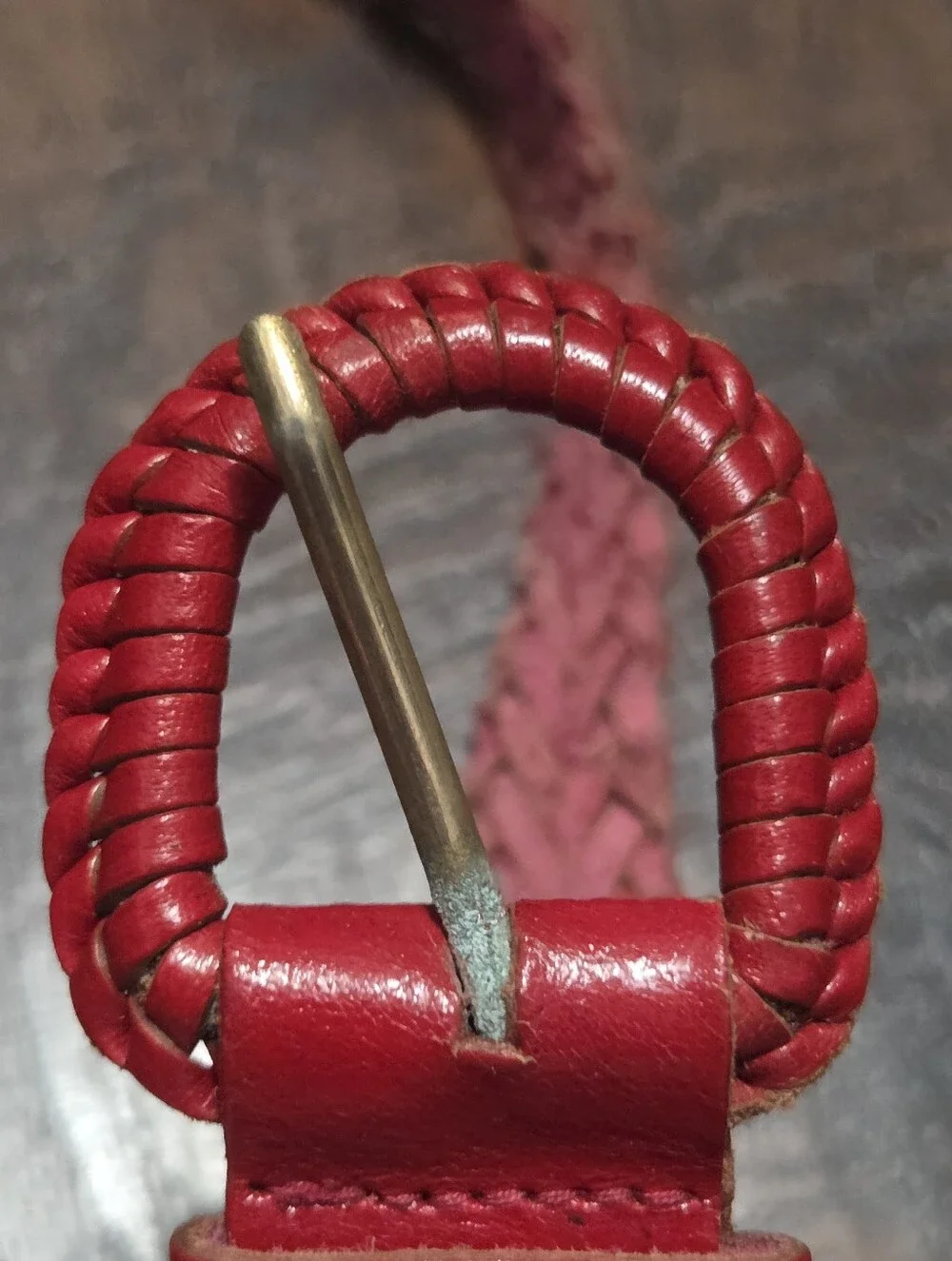 Cherry Red Braided Leather Belt